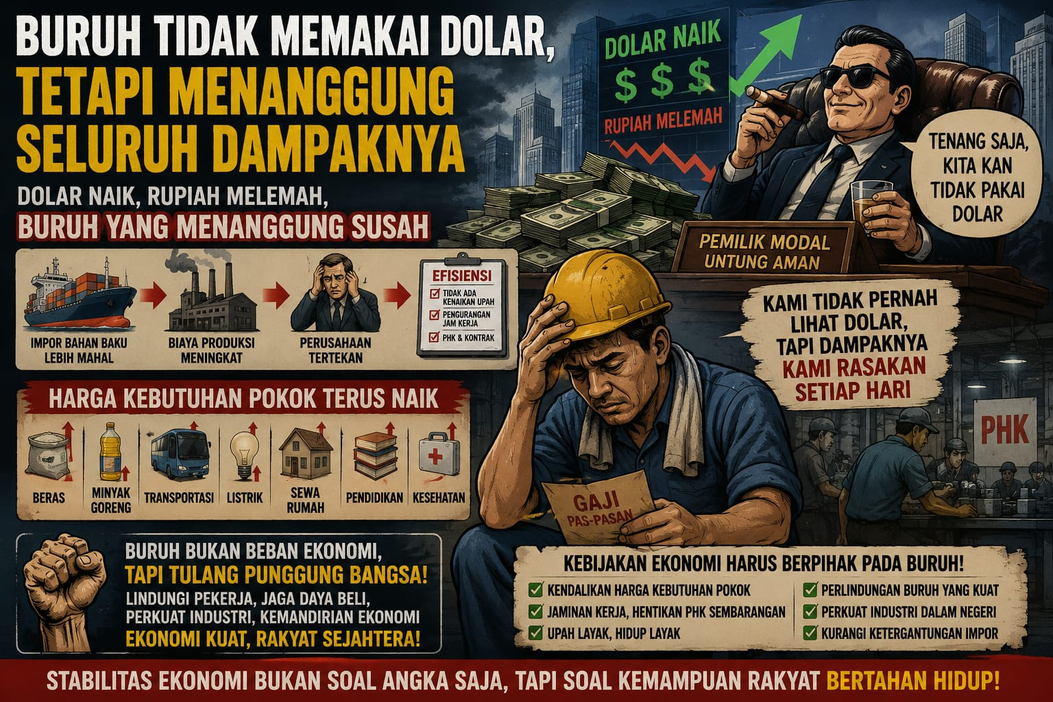 Buruh Tidak Memakai Dolar, Tetapi Menanggung Seluruh Dampaknya