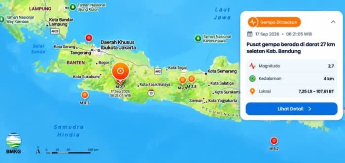 Kabupaten Bandung Diguncang Gempa Beruntun, BMKG Catat 42 Aktivitas Seismik